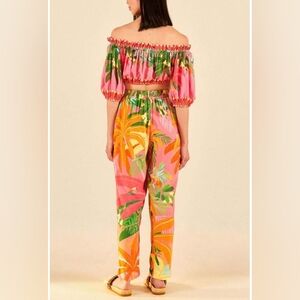 FARM Rio 2-Piece Tropical Matching Set — Crop Top + High-Waist Pants (S)